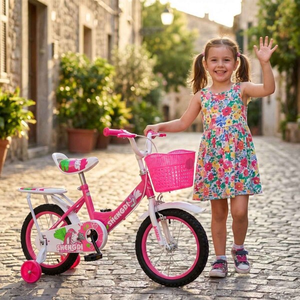 Bicicleta infantil Shengdi Rodado 14 Canasto Parrilla Hadas Rosa 1