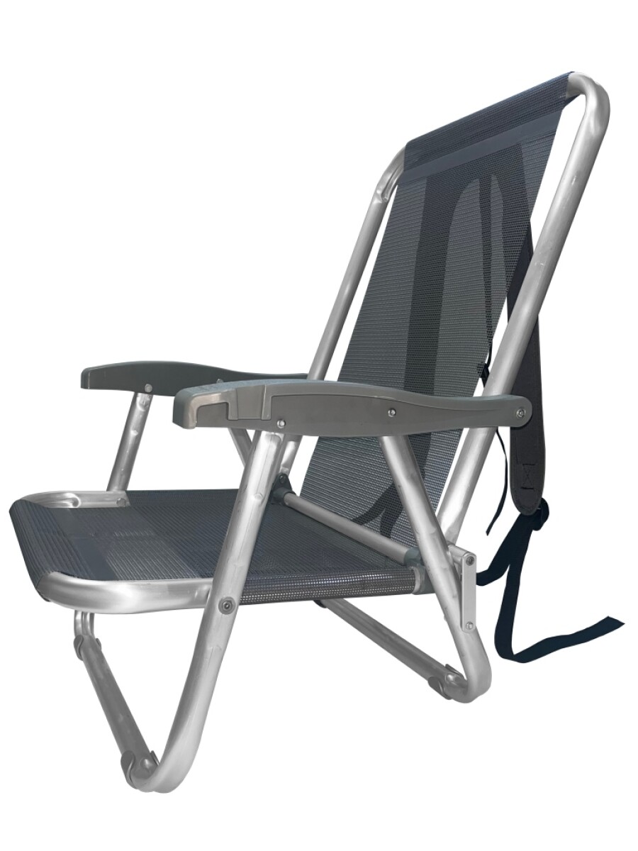 Silla Playa Pesa Alum. Baja C/mochila Apta 120kg Buzios Zaka - GRIS 