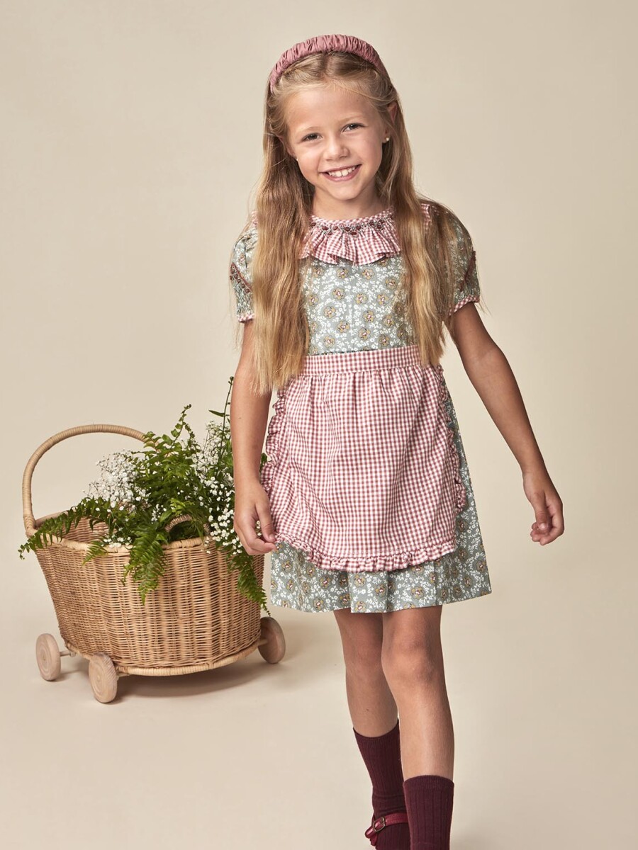 Vestido Con Delanta Verde Oscuro