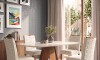 Juego De Comedor - 4 Sillas + Mesa Tapa De Vidrio - Celeste Beige / Beige