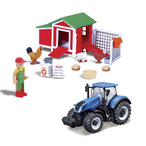 Bburago Juego de Granja Gallinas con Tractor Fendt FarmLand U