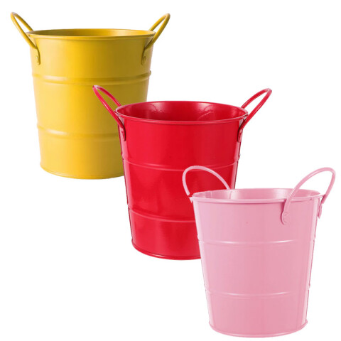 Maceta de metal con asas 3 colores 14.5x13x11.5cm Maceta De Metal Con Asas 3 Colores 14.5x13x11.5cm