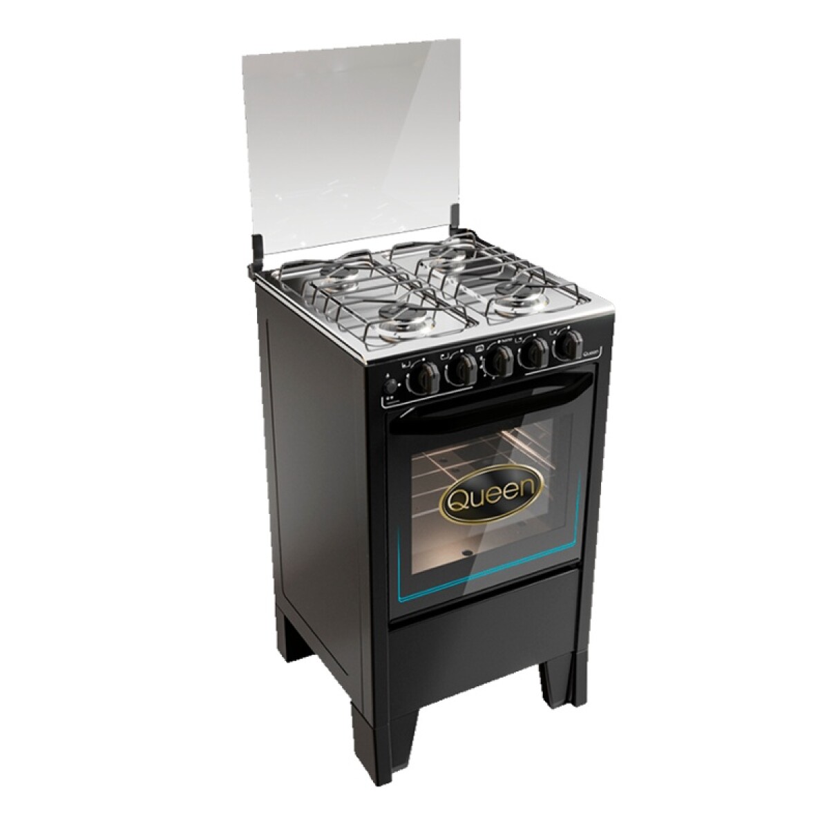 Cocina Queen Multigas 4 Hornallas Negra Queen 