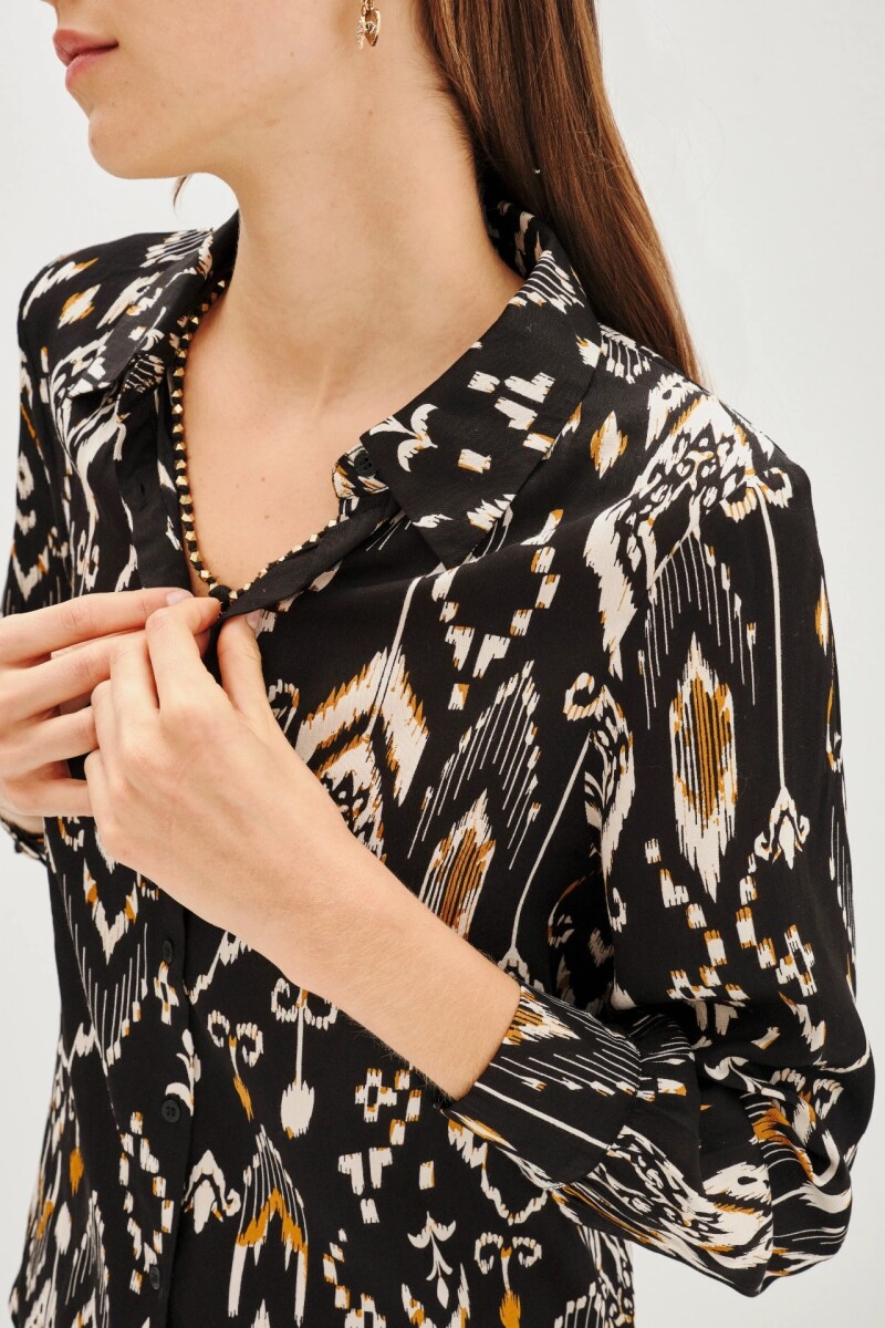Camisa Hiroko Ikat Negro