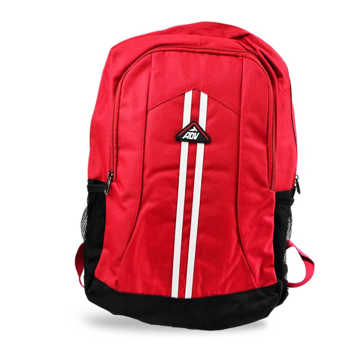 MOCHILA LONA LISA CON 2 LINEAS VERTICALES Y BOLSILLO FRONTAL 45X30X18CM 3 COLORES ROJO, NEGRO Y ROSA 27563 