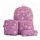 Set Mochila 3 Piezas Diseño Frutillitas Escolar Resistente Lila