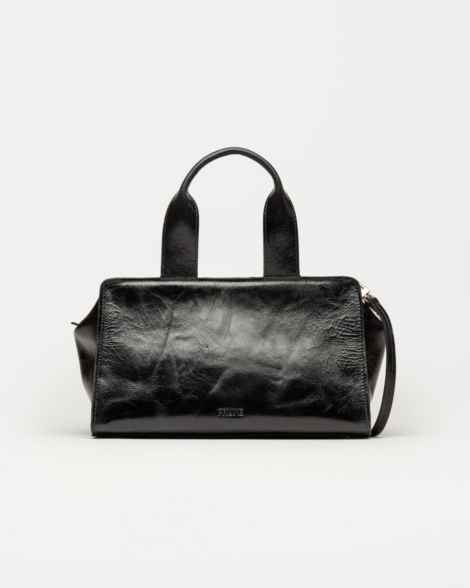Cartera de mano Mila en cuero arrugado - Negro 