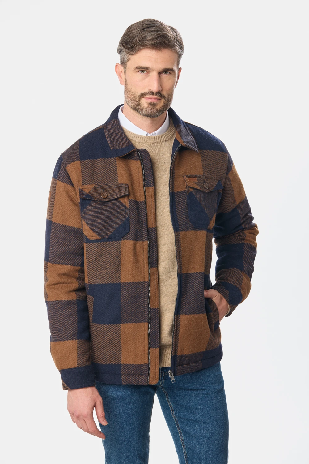 CAMPERA DE ABRIGO DE PAÑO Azul