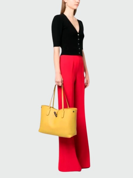 Longchamp -Cartera de cuero flexible, Roseau Essential Mostaza