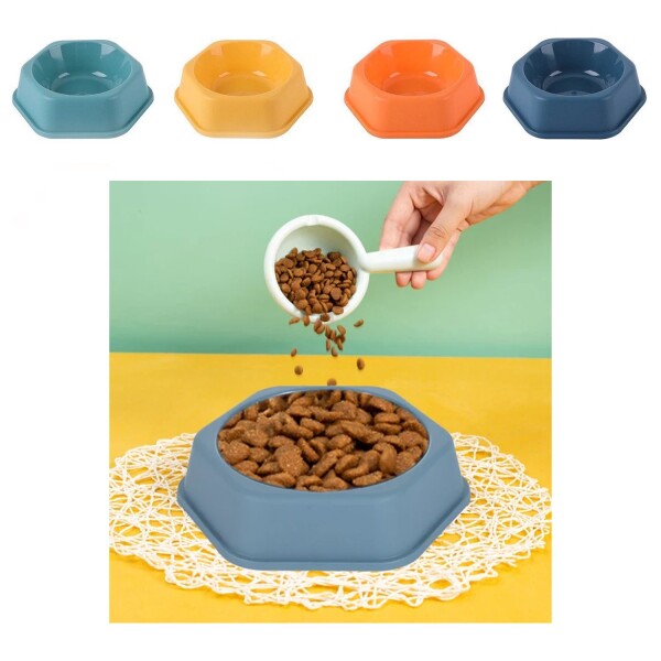 Plato Hexagonal Mascota Cachorros Comida Agua Plástico Atrix Variante Color Celeste
