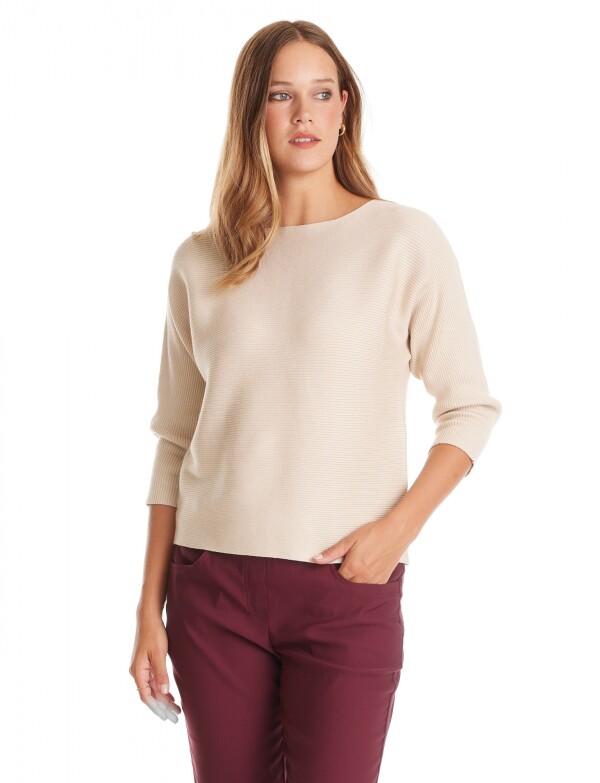 Buzo Dolman Ribs BEIGE CLARO