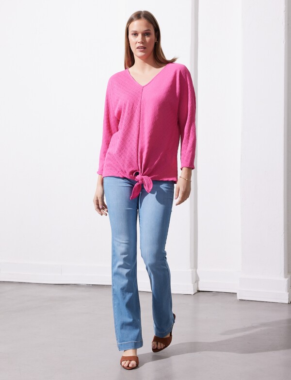 Blusa Ribs Nudo FUCSIA