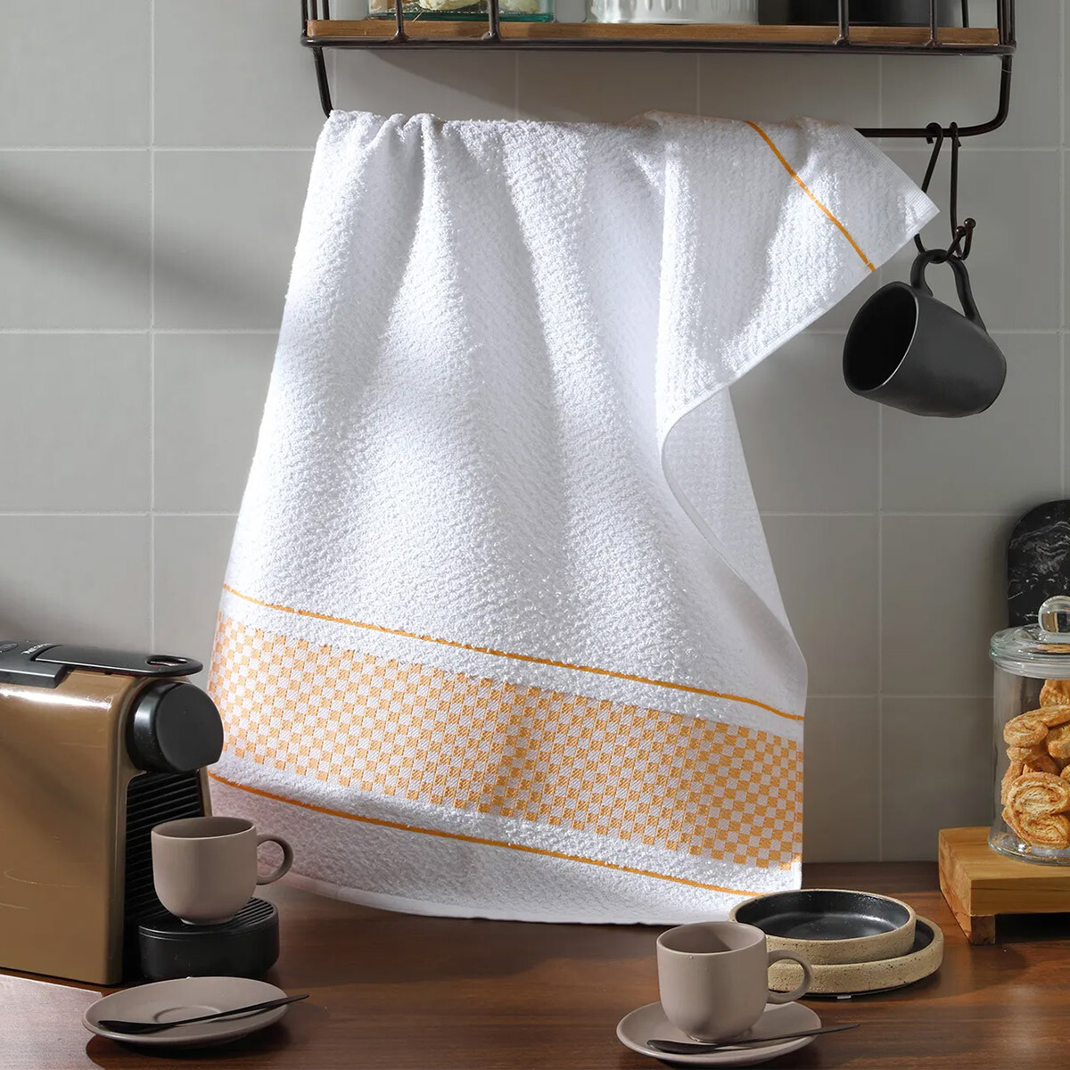 Repasador Dohler Victoria Jacquard 45 x 70 cm - BCO/AMARILLO 