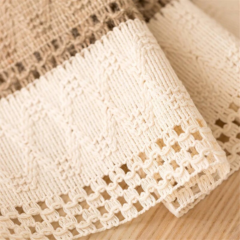 Sendero caminero de mesa tejido 30x150cm marrón