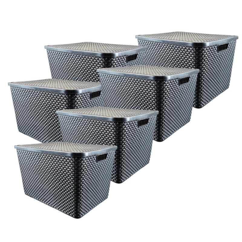 Set x6 Caja ratán 40 lts NEGRO
