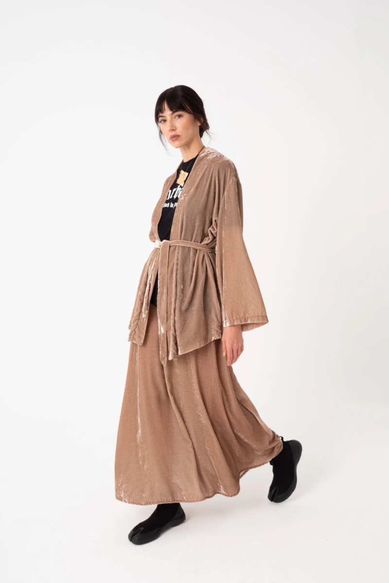 KIMONO EN VELVET Beige
