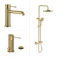 Juego De Griferia Signature Brushed Gold Con Barra De Ducha