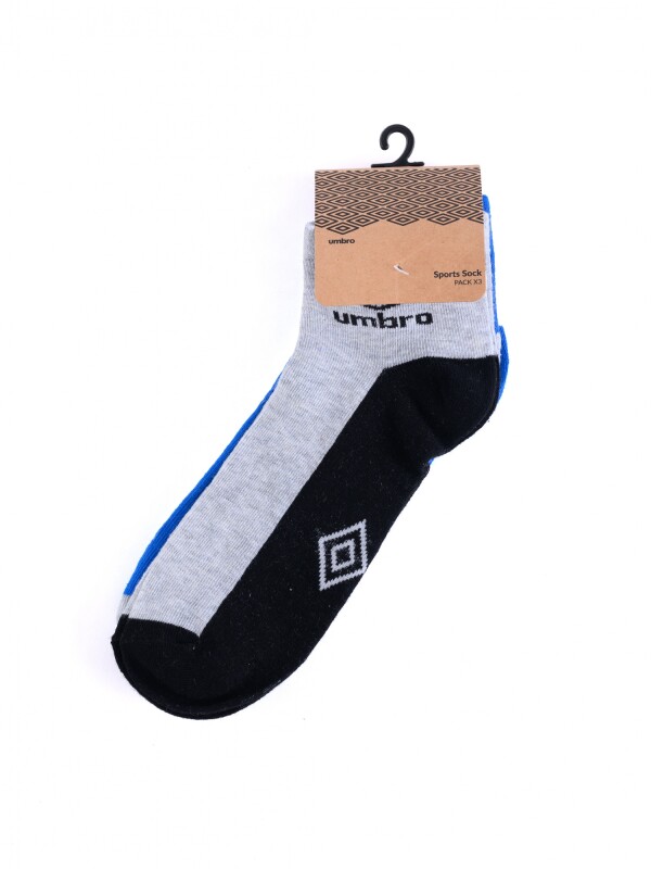 Media corta Deportiva Pack x3 Umbro Hombre Azul Royal, Gris, Blanco