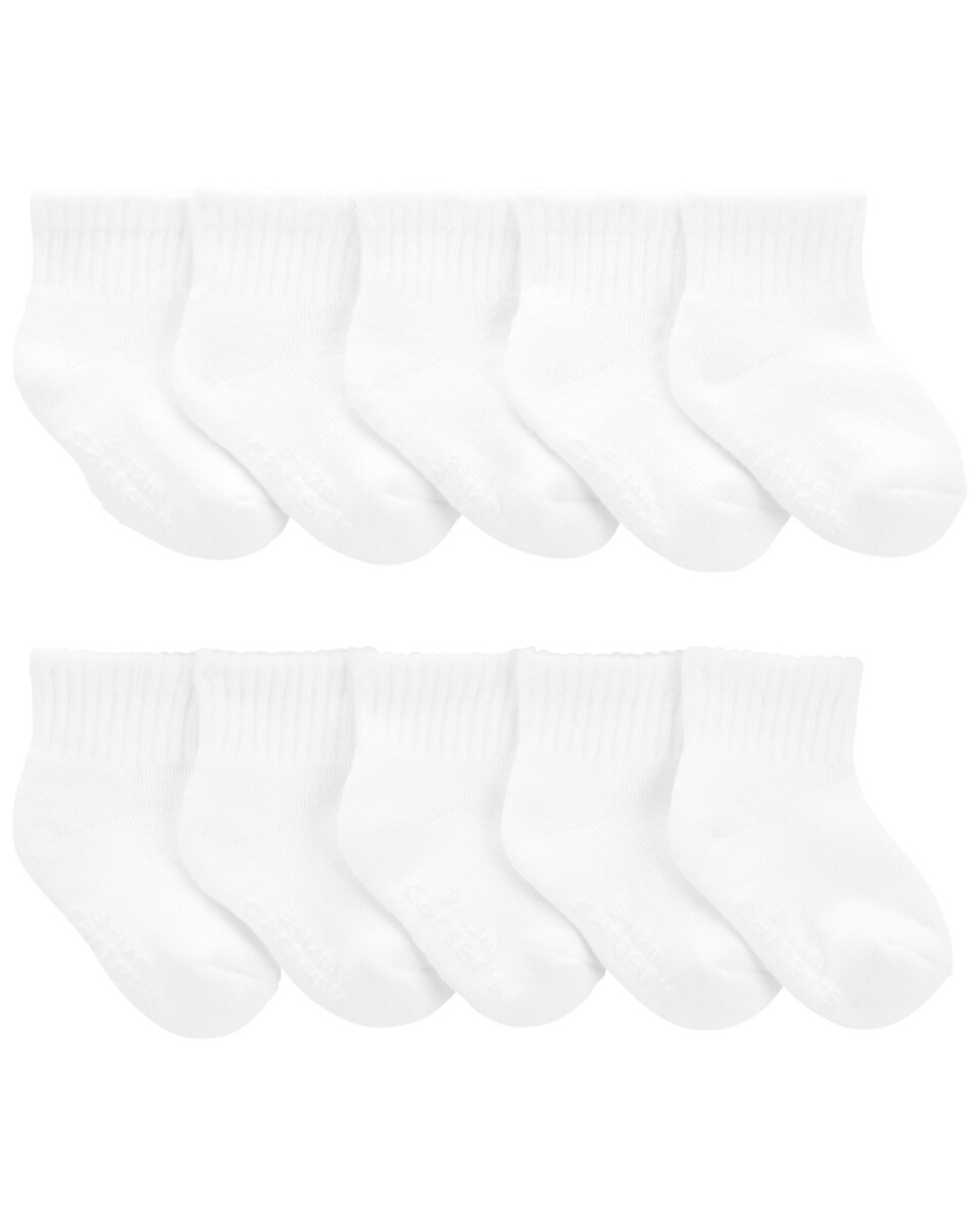 Pack diez pares de medias tobilleras de algodón, blancas 
