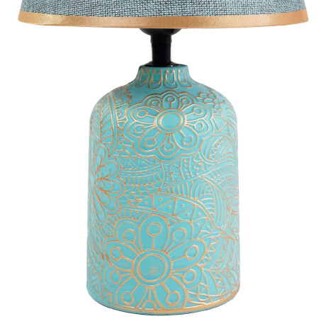 Lampara de mesa con base de ceramica labrado flor Lampara de mesa con base de ceramica labrado flor