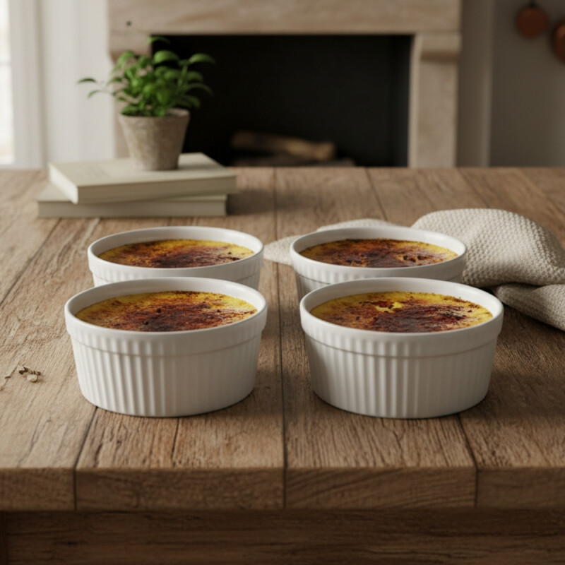 Set x4 Ramequin redondo 8x4 cm porcelana blanco BLANCO