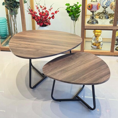 Juego de 2 Mesas Auxiliares Hierro / Madera Juego de 2 Mesas Auxiliares Hierro / Madera