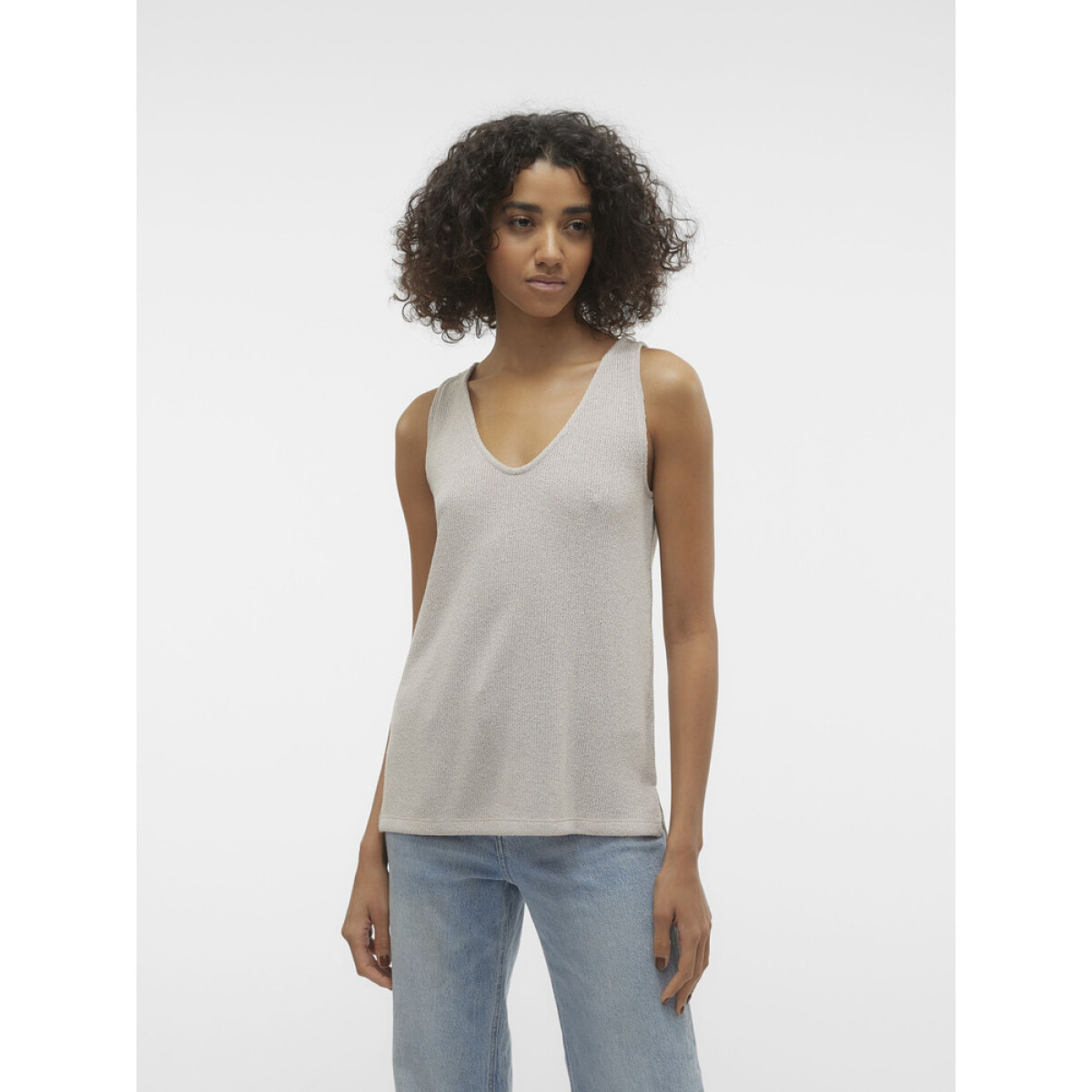 VMEDDIE SL U-NECK TANK TOP GA EXC - OATMEAL 