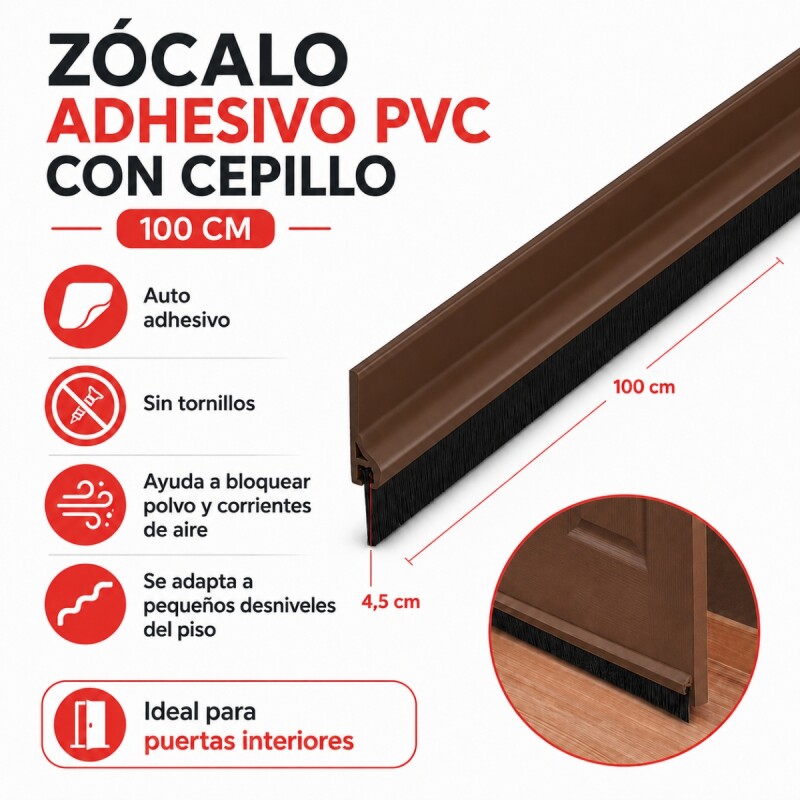 Zócalo adhesivo PVC con cepillo 100 cm MARRON