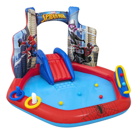 Piscina interactiva inflable con tobogan Spiderman Piscina interactiva inflable con tobogan Spiderman