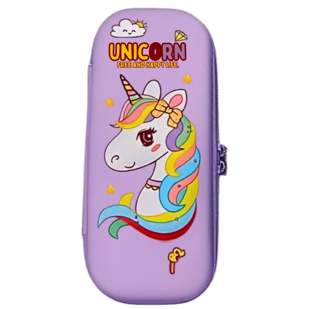 Cartuchera 3d Resistente Estampada 1 Piso Niña UNICORNIO LILA
