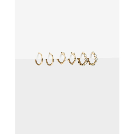 Set De Argollas Con Strass Dorado