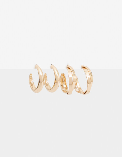 Aros Argollas Set Metal Set De Argollas Combinadas - Dorado