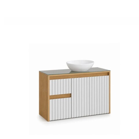 Mueble de baño Sakura 90 cm Beige con bacha de loza Mueble De Baño Sakura 90 Cm Beige Con Bacha De Loza