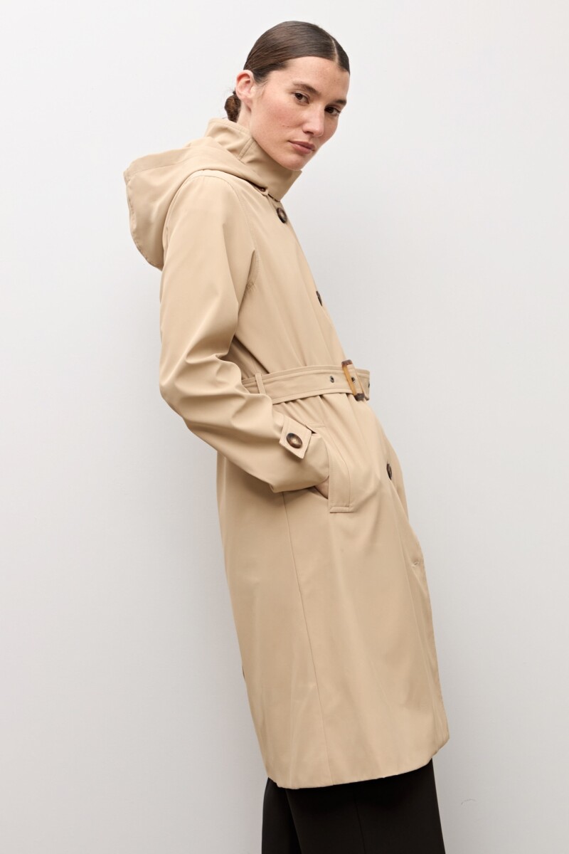Trench clásico capucha desmontable beige