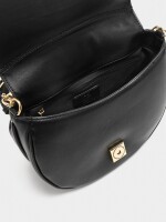 Bolso Bandolera Ovalado Con Solapa negro