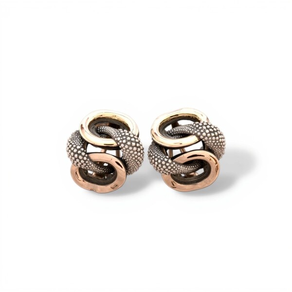 Caravanas Aro triple Zirconia-Plata y oro amarillo y rojo-Zirconia blanca-CA5111 conpiedra