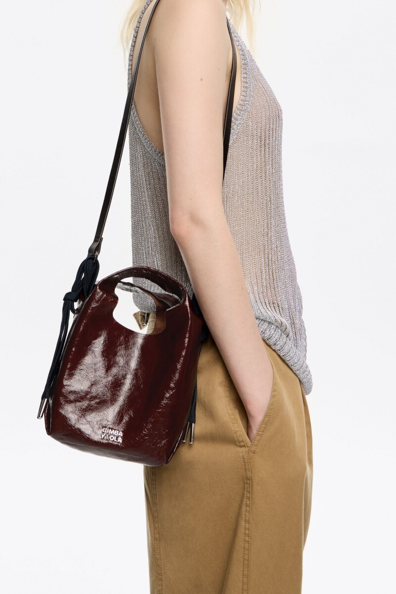 BOLSO DE MANO PIEL NEGRO Marron