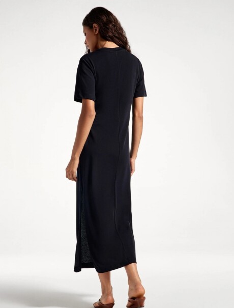 VESTIDO LARGO MANGA CORTA ULTRA SOFT NEGRO