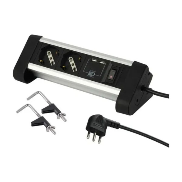 ALARGUE SOBREMESA 2MT 10A 2 SCHUKO 2 USB CARGA RAPIDA ELECTR Alargue Sobremesa 2mt 10a 2 Schuko 2 Usb Carga Rapida Electr