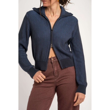 Campera Tejida Algodón Azul