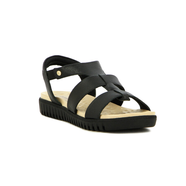 Sandalias Cuero Mujer Comfortflex Pulsera Con Elástico Negro