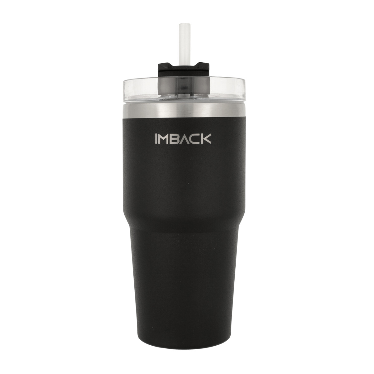 Vaso Termico Mug Termo Imback 592 Ml Acero Inoxidable Grande Con Tapa Y Bombilla Frio Calor Color Negro 