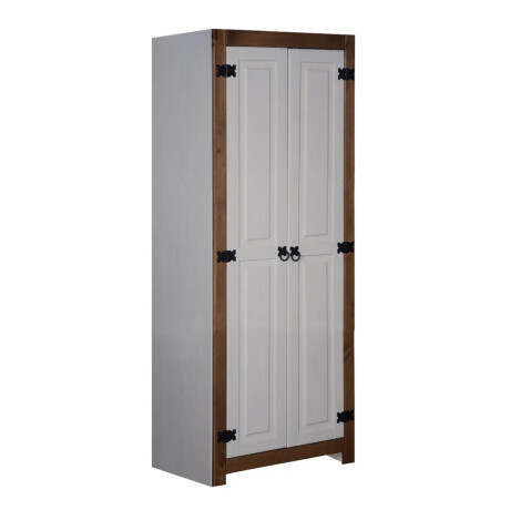 Ropero Armario 2 Puertas Estantes Multiuso Madera Maciza BLANCO