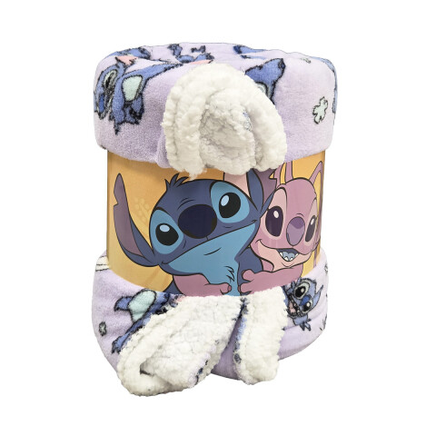 Frazada Coral con Corderito Infantil 1 Plaza 150 x 200 cm Stitch Rosa