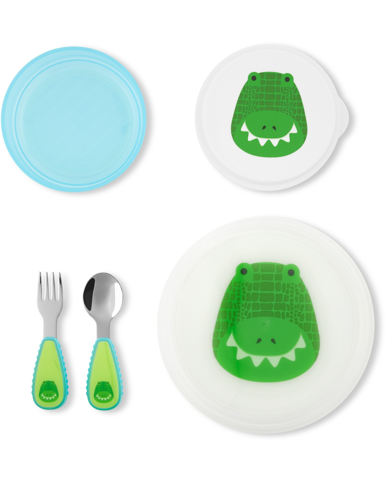 Set bowl y plato antideslizantes con cubiertos diseño cocodrilo Sin color