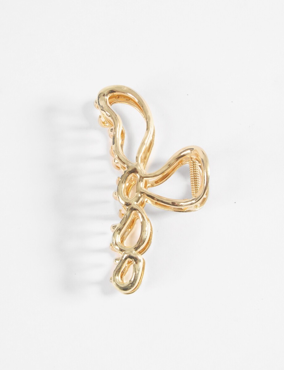 Broche metálico bow - dorado 