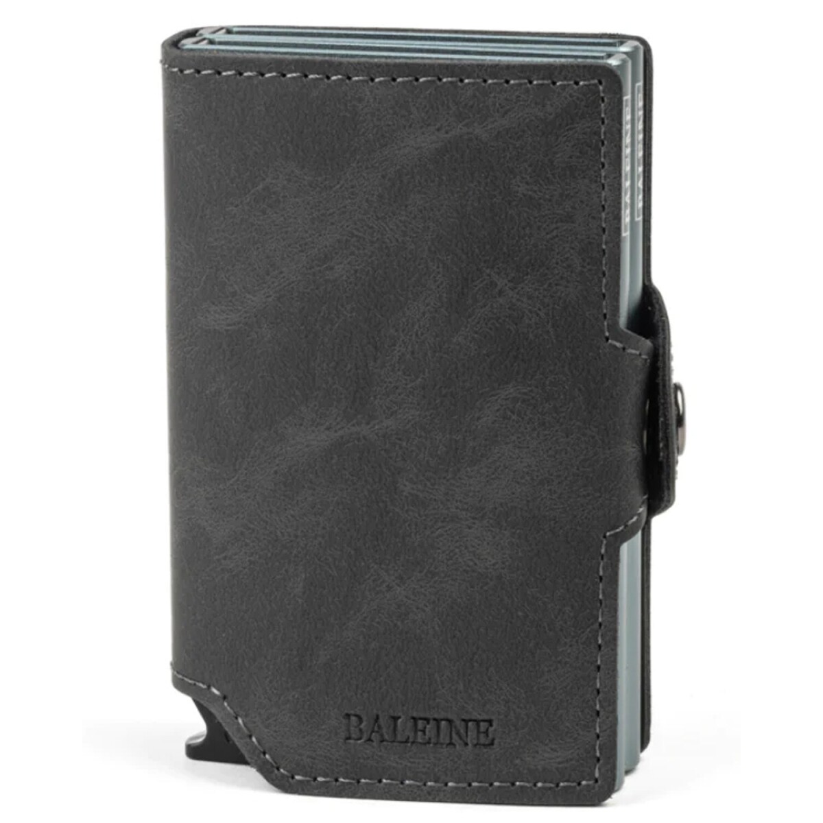 Billetera Baleine Double Kansas en Aluminio y Cuero con Protección RFID - Space Grey 