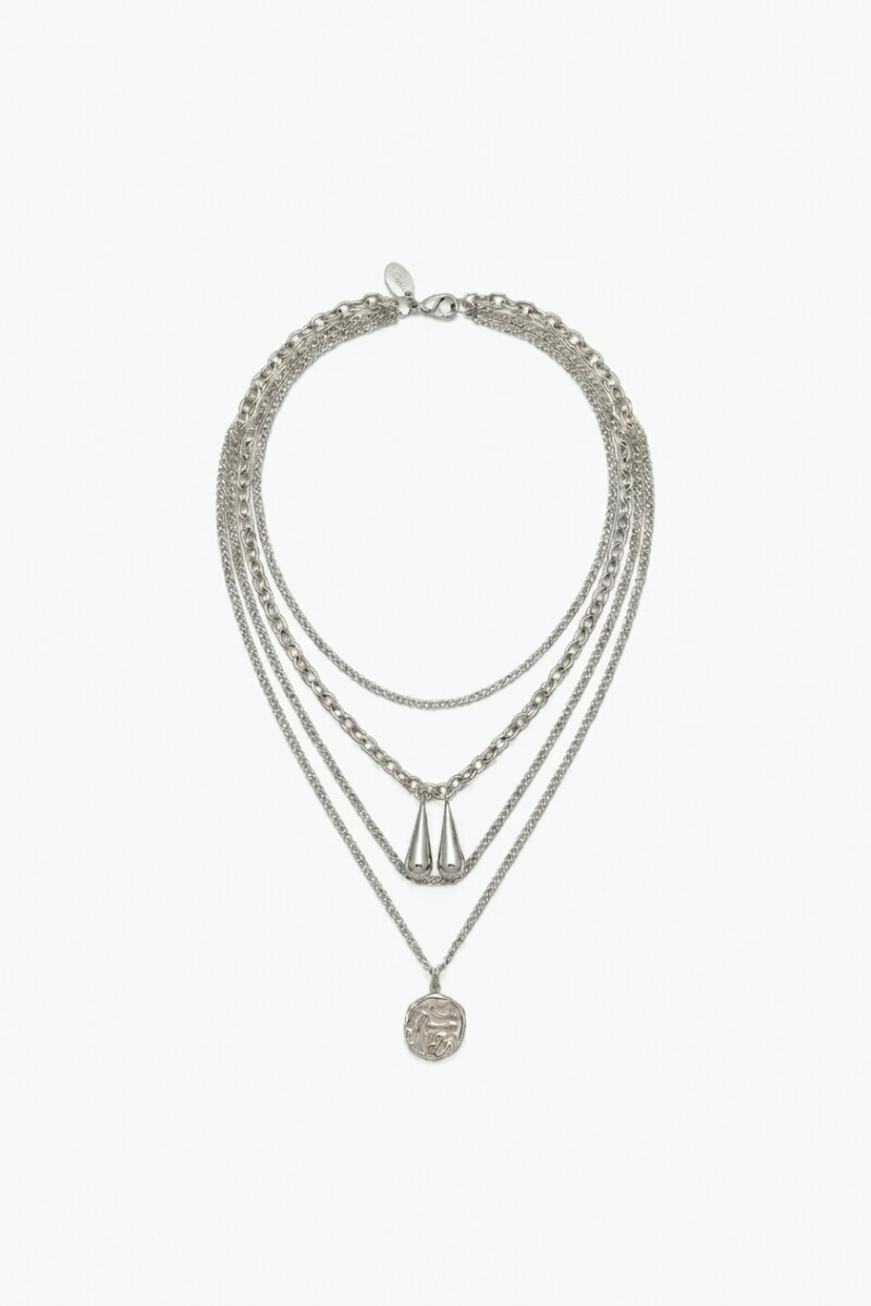 Collar de acero boho plateado