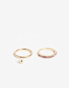 Sets Anillos Con Dijes Anillo Set Flor Nácar Con Strass. - Dorado