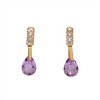 Caravanas pendiente Amatista gota oro - Oro bajo - Amatista y Zirconia - CA8070 conpiedra